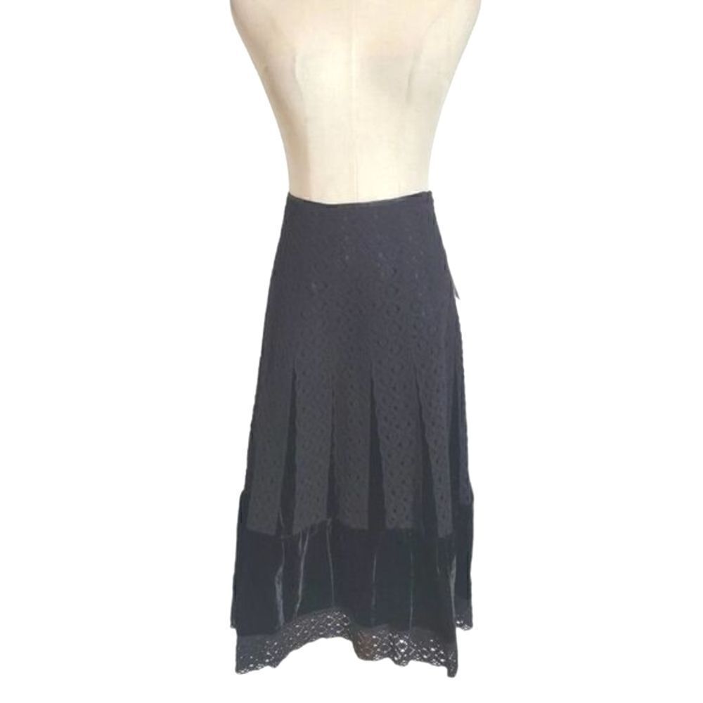 Michael Kors Black Crochet & Velvet Skirt NWT
